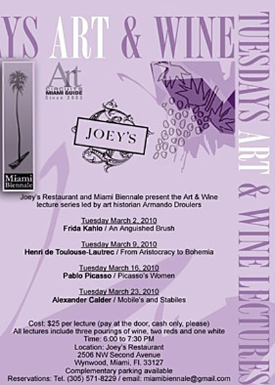 Miami Biennale Art & Wine Lecture Series at Joey's